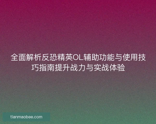 全面解析反恐精英OL辅助功能与使用技巧指南提升战力与实战体验