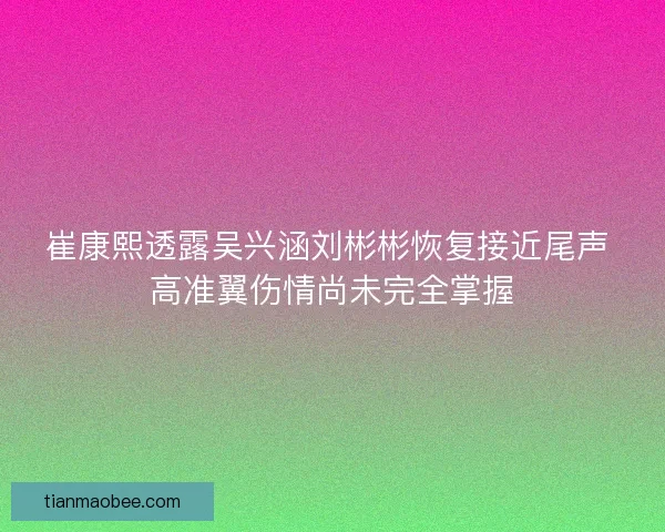 崔康熙透露吴兴涵刘彬彬恢复接近尾声 高准翼伤情尚未完全掌握