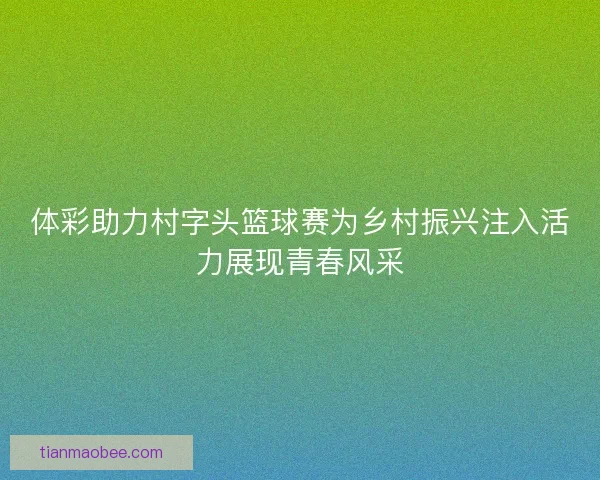 体彩助力村字头篮球赛为乡村振兴注入活力展现青春风采