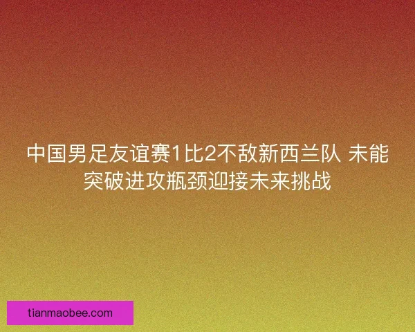中国男足友谊赛1比2不敌新西兰队 未能突破进攻瓶颈迎接未来挑战